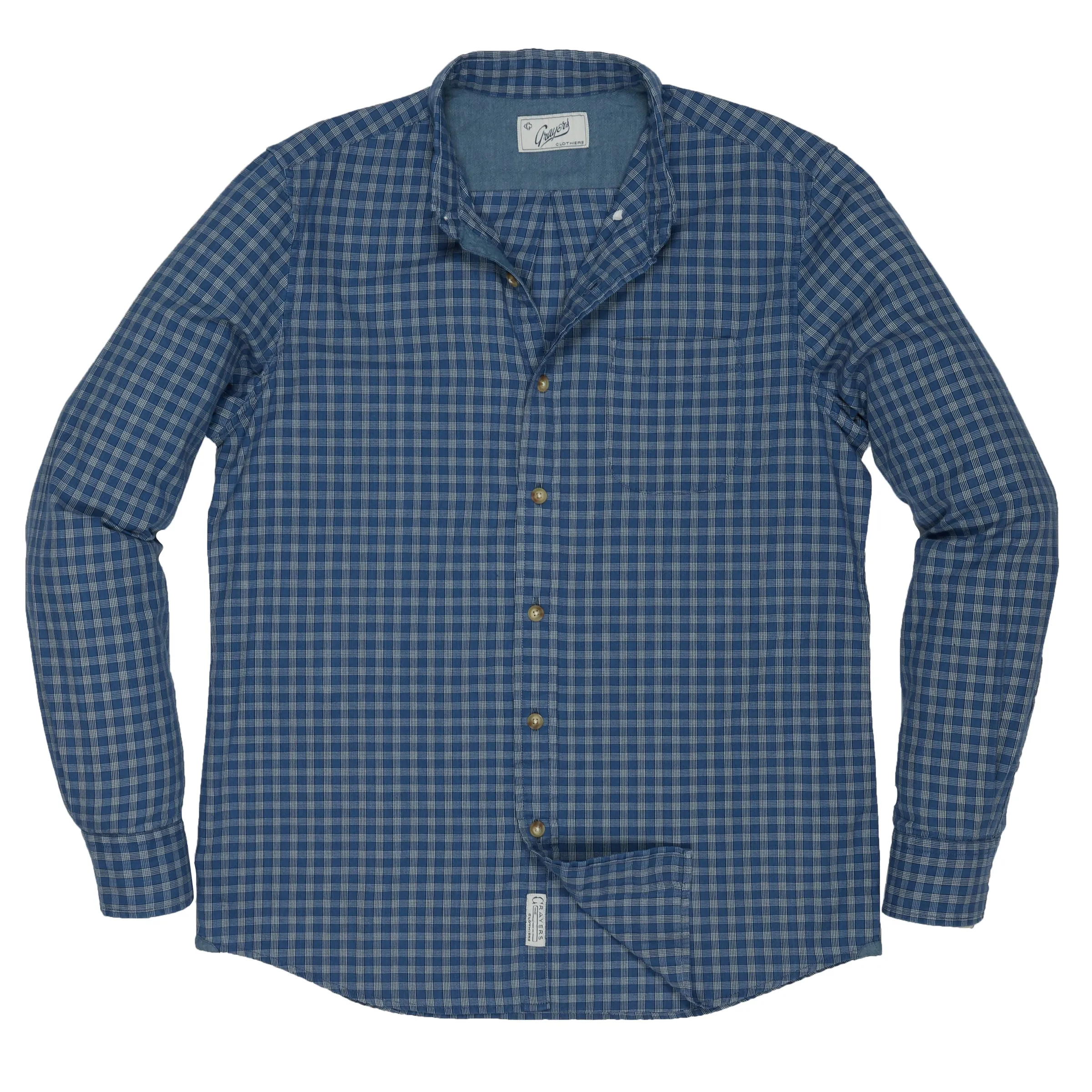 Malcolm Indigo Check LS SMP - Mood Indigo /China Blue (Final Sale)* sold by Grayers