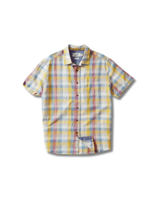 Madras Linen Cotton Plaid Shirt - Gold Navy Cream Plaid (Final Sale)* made by Grayers