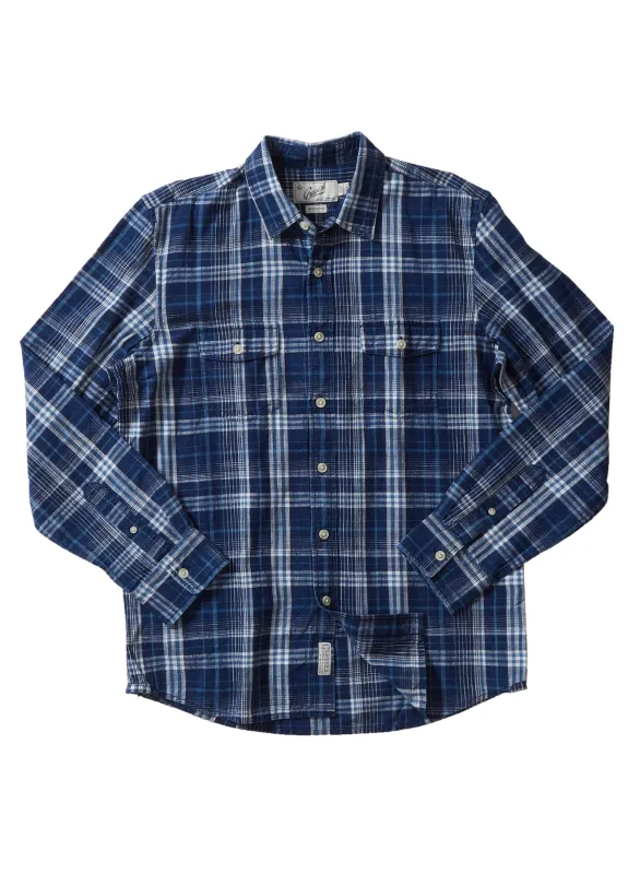 Authentic Bleeding Madras Plaid Shirt SMP - Navy Cream (Final Sale)* made by Grayers
