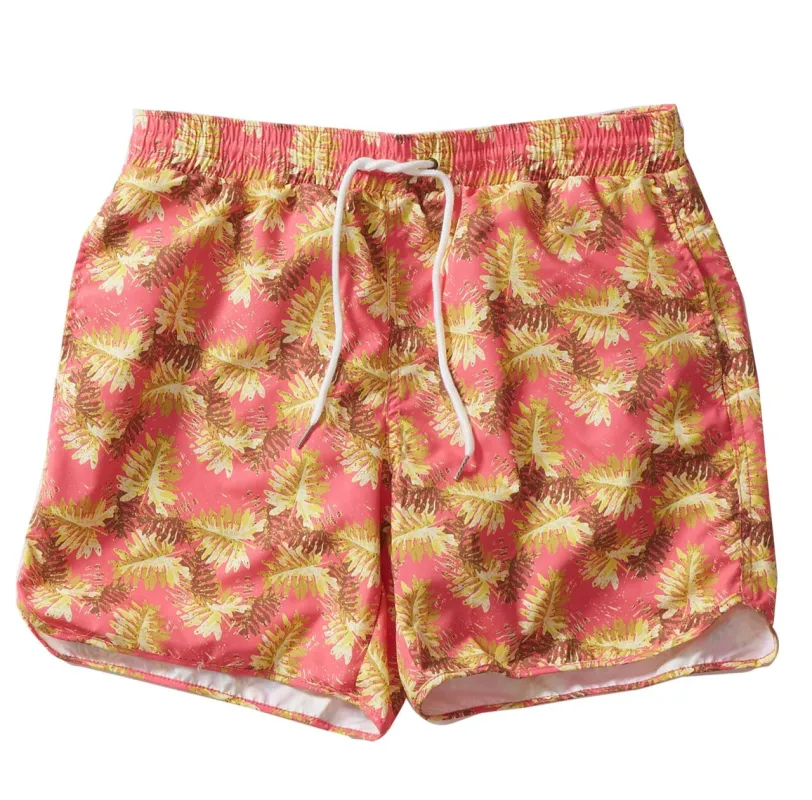 Foliage Eco Swim Trunk 6" SMP - Yellow Pink Leaf (Final Sale)* made by Grayers