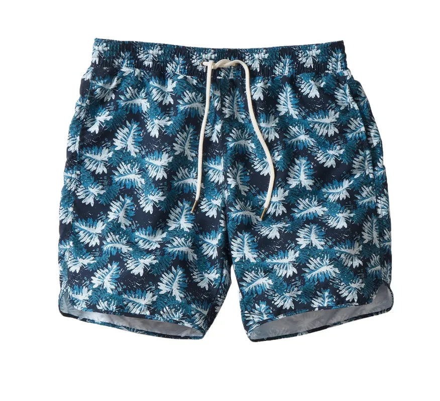 Blue Palms Eco Swim Trunk 8" SMP - Navy Green Leaf (Final Sale)* made by Grayers