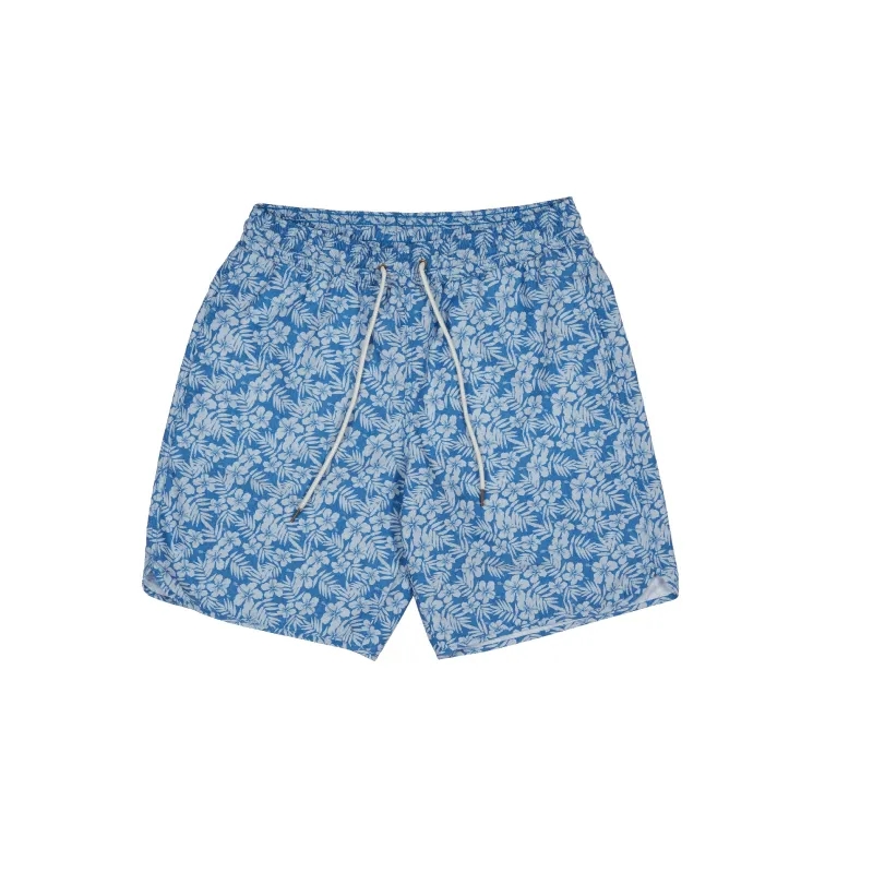Sapphire Leaf Swim Trunk 8" - Star Sapphire Leaf Print (Final Sale)* made by Grayers