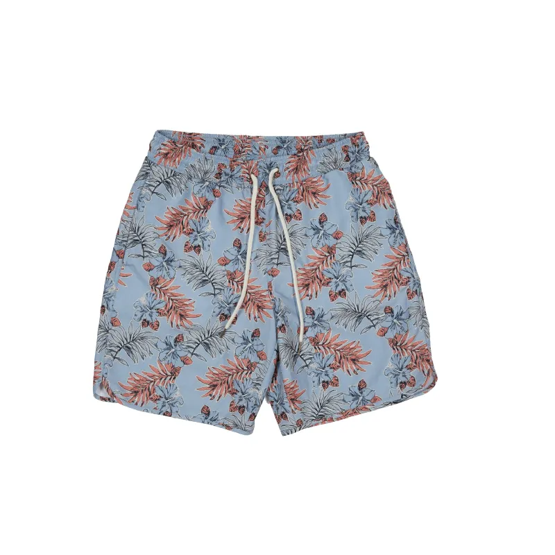 Blue Tropic Swim Trunk 8" - Dusty Blue Leaf Print (Final Sale)* made by Grayers