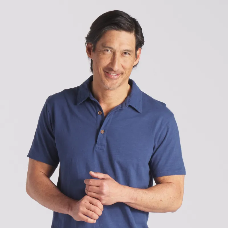 South Bay Slub Jersey Polo - Dark Denim (Final Sale)* made by Grayers