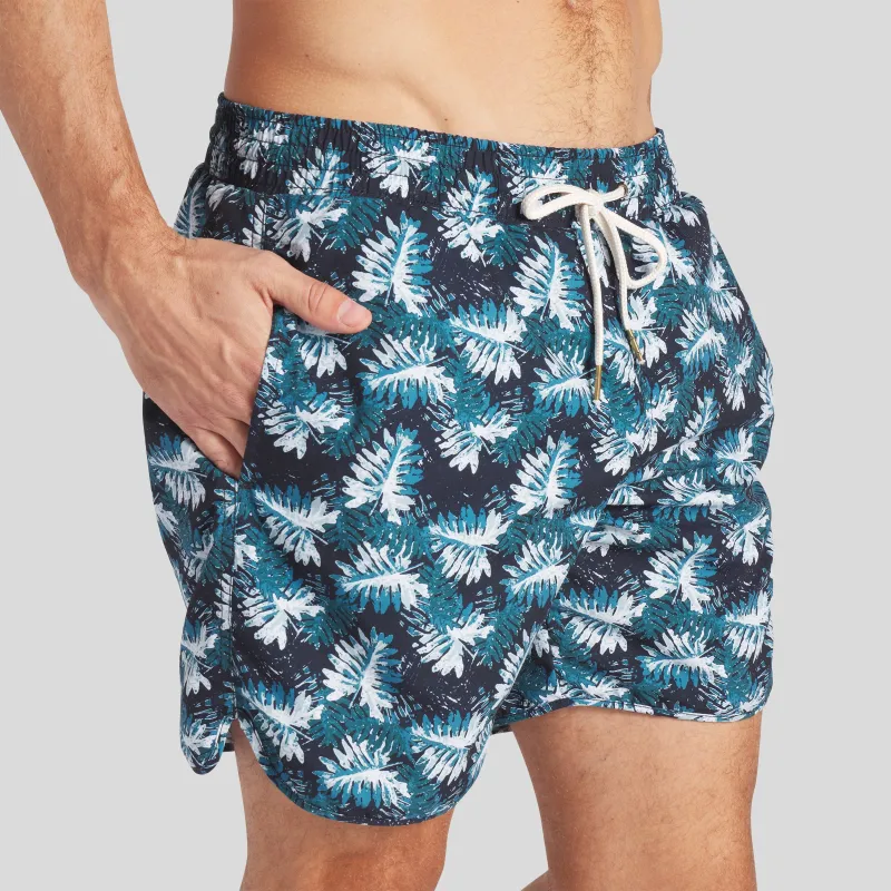 Blue Palms Eco Swim Trunk 8" - Navy Green Leaf (Final Sale)* made by Grayers