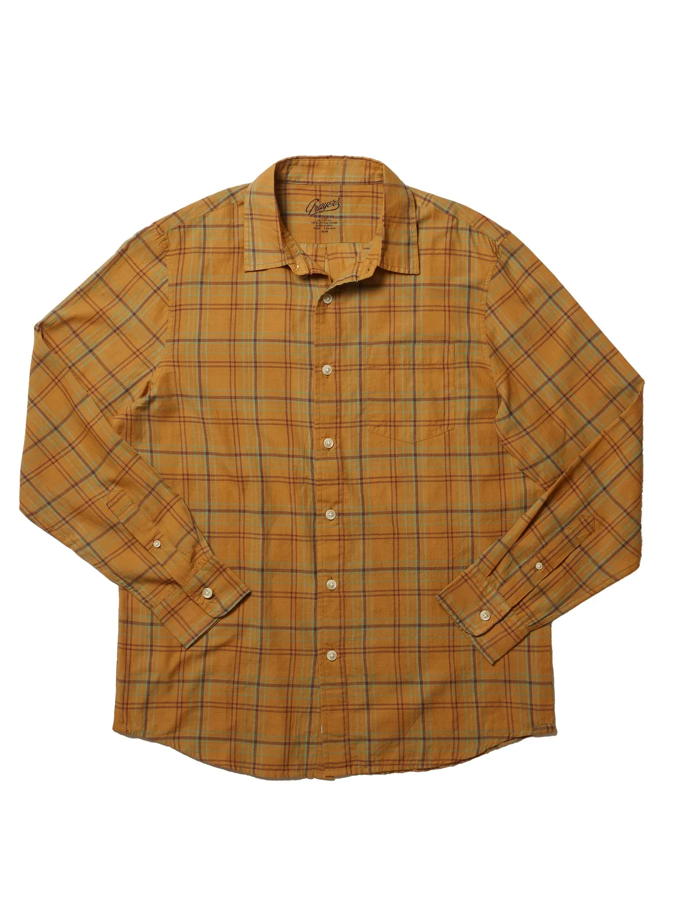 Portofino Featherweight Poplin Shirt SMP - Honey Mustard Plaid (Final Sale)* sold by Grayers