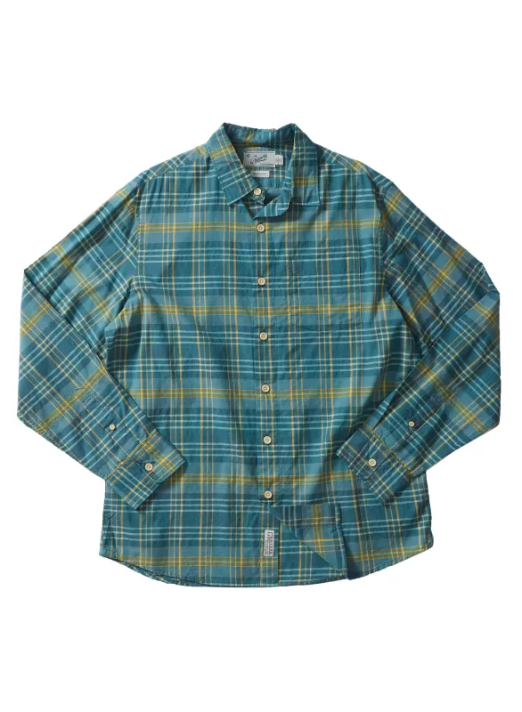 Retro Lightweight Plaid Shirt SMP - Teal Gold Plaid (Final Sale)* made by Grayers