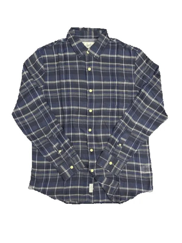 Crinkle Madras Shirt SMP - Navy (Final sale) made by Grayers