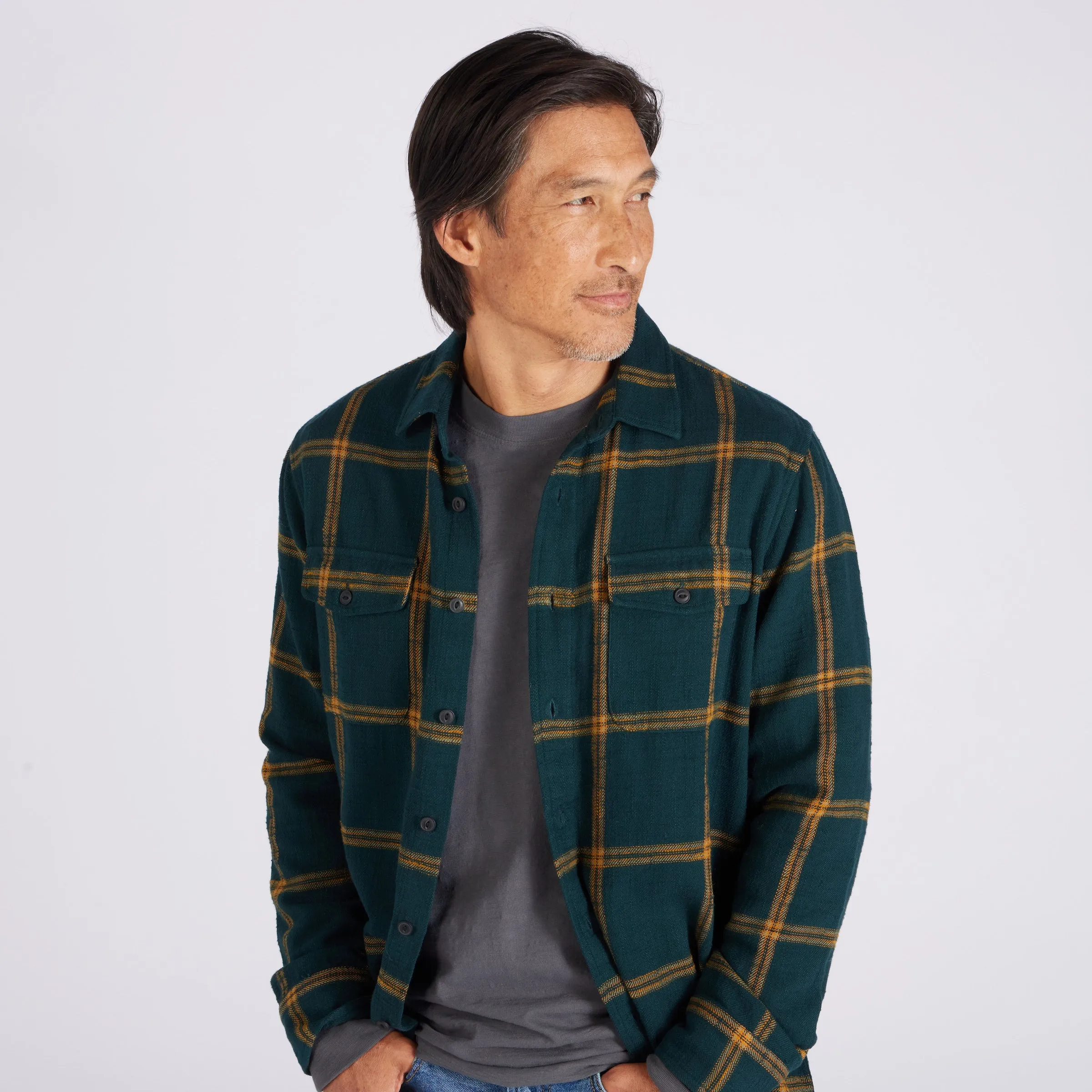 Vintage Slub Twill Shirt - Green Spruce Gold (Final Sale)* sold by Grayers product image thumbnail 4