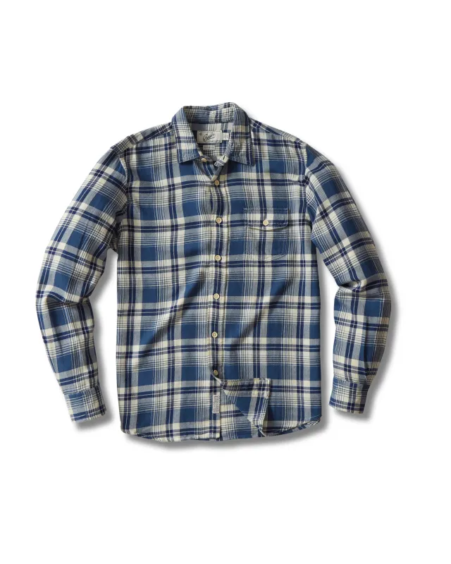 Rugged Twill Shirt - Navy Cream Plaid * sold by Grayers