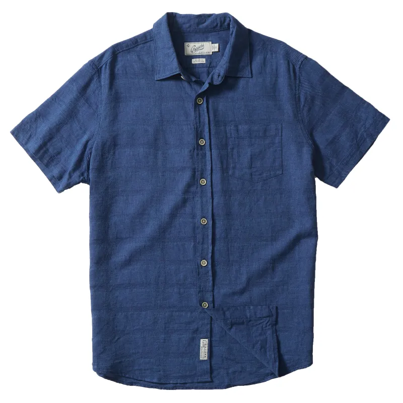 Outback Linen Cotton Dobby Shirt - Ensign Blue (Final Sale)* sold by Grayers