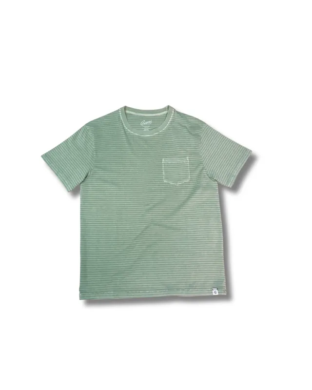 Sorrento Cotton Stretch Pocket Tee SMP - Basil Stripe made by Grayers