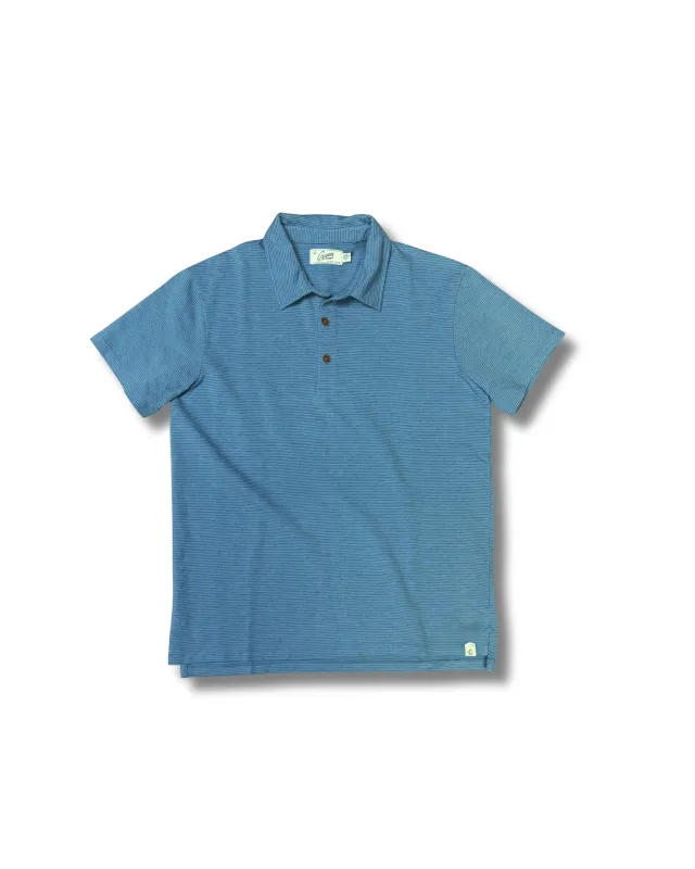 Stretch French Terry Polo SMP - Stripe Heritage Bue made by Grayers