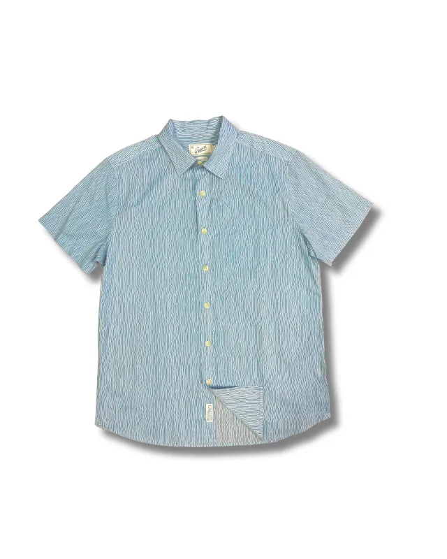 Portofino Featherweight Poplin Short Sleeve Shirt SMP - Blue Cream Stripe (Final Sale)* made by Grayers