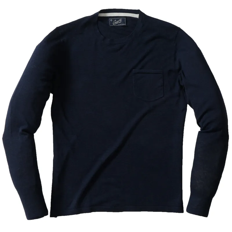 Featherweight Linen Cotton Sweater Tee - Navy Blue made by Grayers