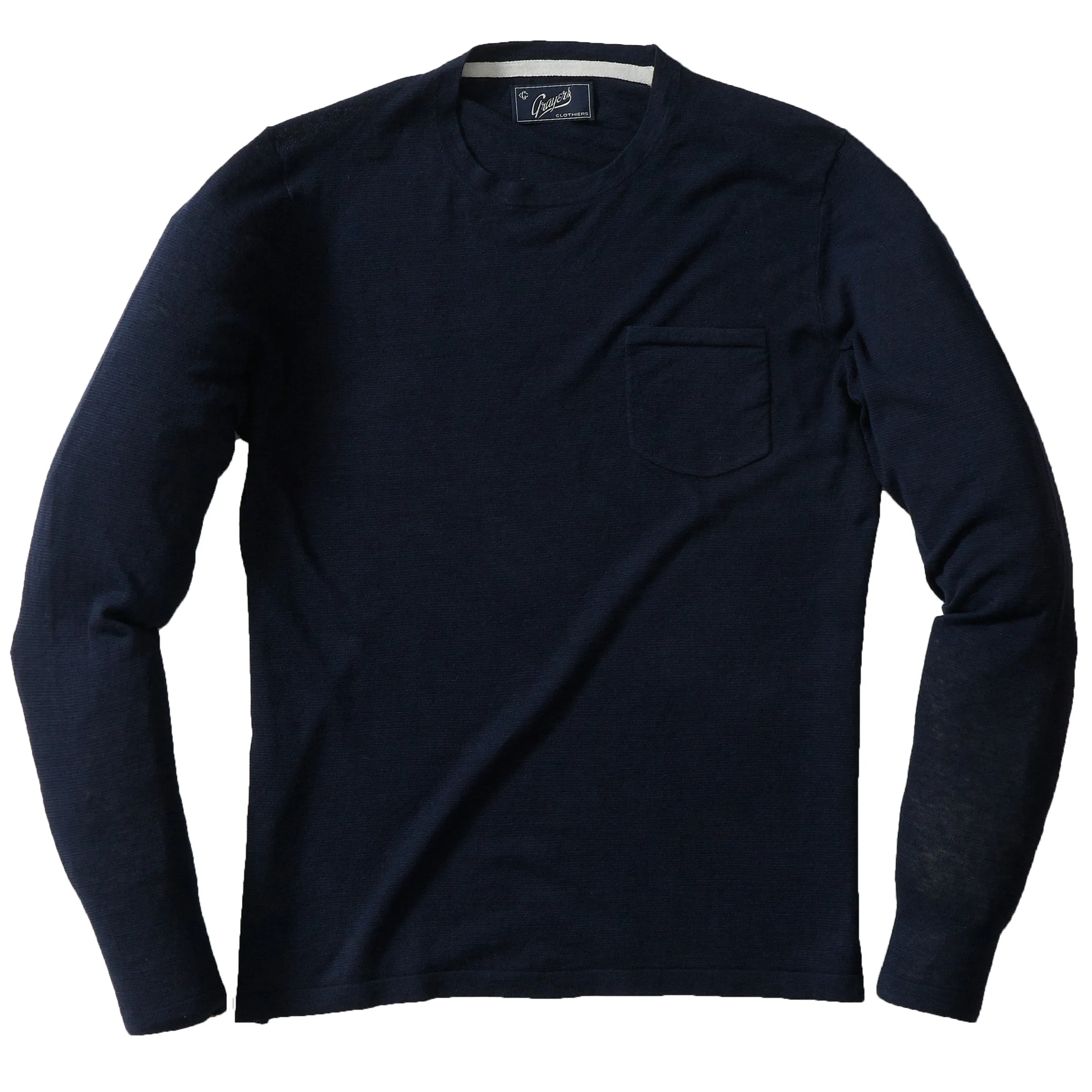 Featherweight Linen Cotton Sweater Tee - Navy Blue sold by Grayers