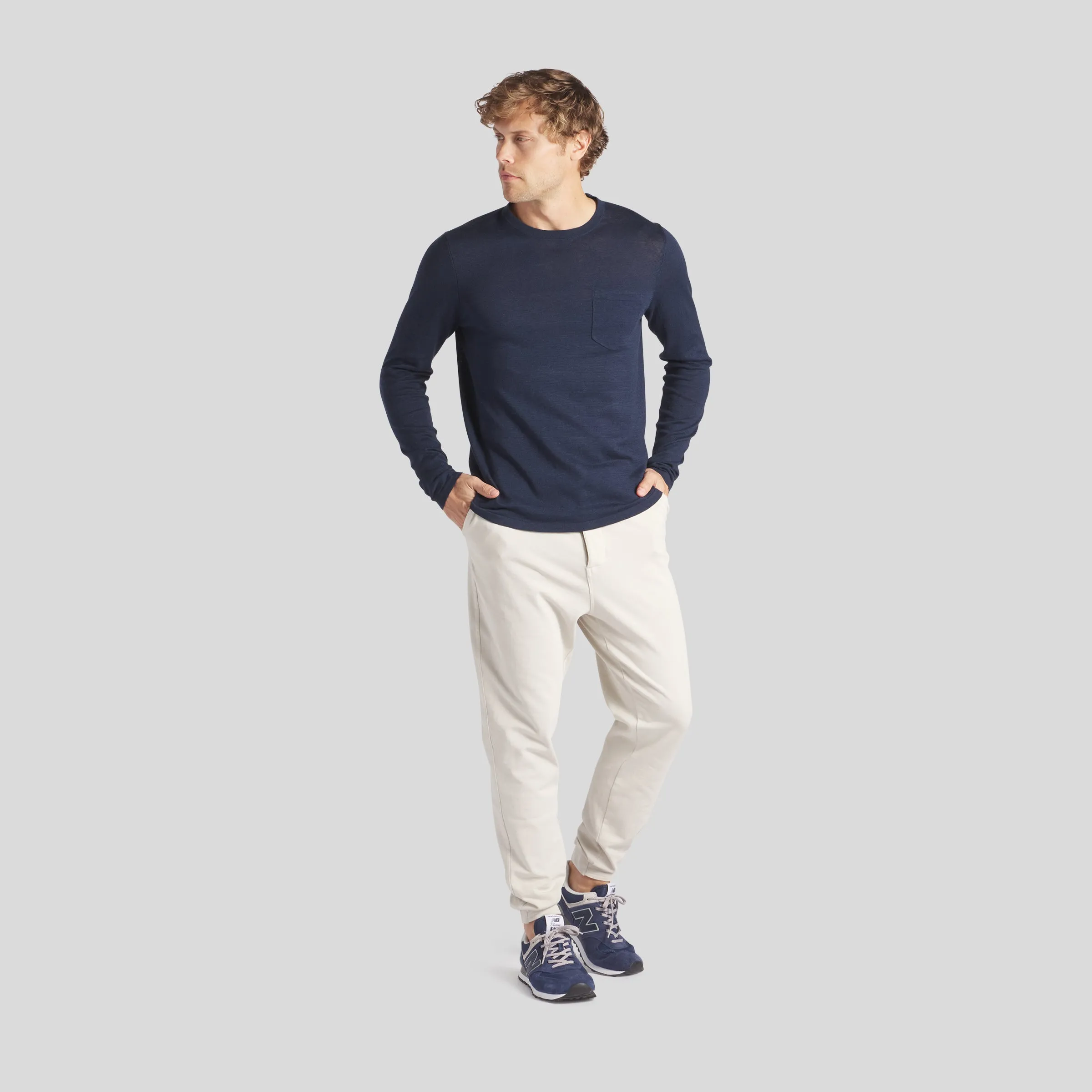 Featherweight Linen Cotton Sweater Tee - Navy Blue sold by Grayers product image thumbnail 5