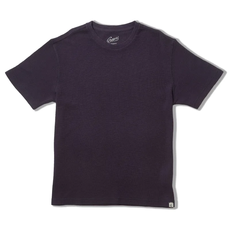 Clint Waffle Cotton Short Sleeve Crew - Blue Steel made by Grayers