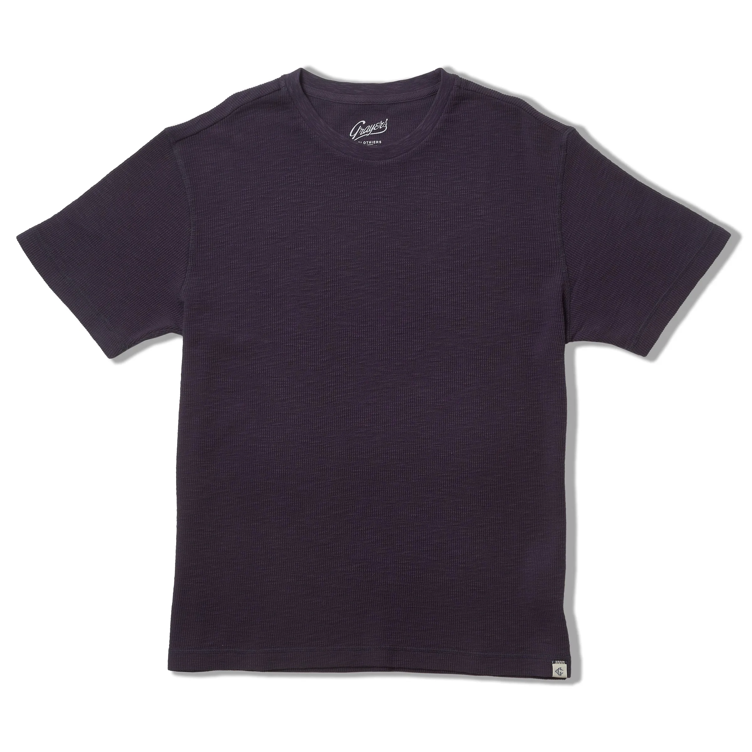 Clint Waffle Cotton Short Sleeve Crew - Blue Steel sold by Grayers