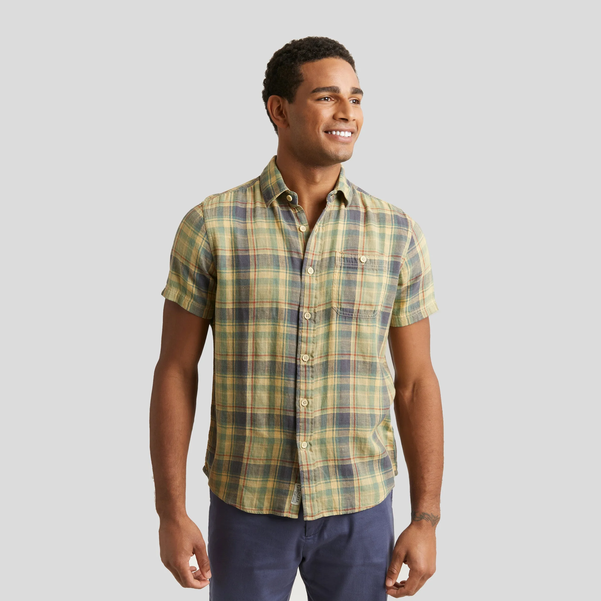 Blair Cotton Linen Loose Weave Shirt - New Wheat Plaid (Final Sale)* sold by Grayers product image thumbnail 2
