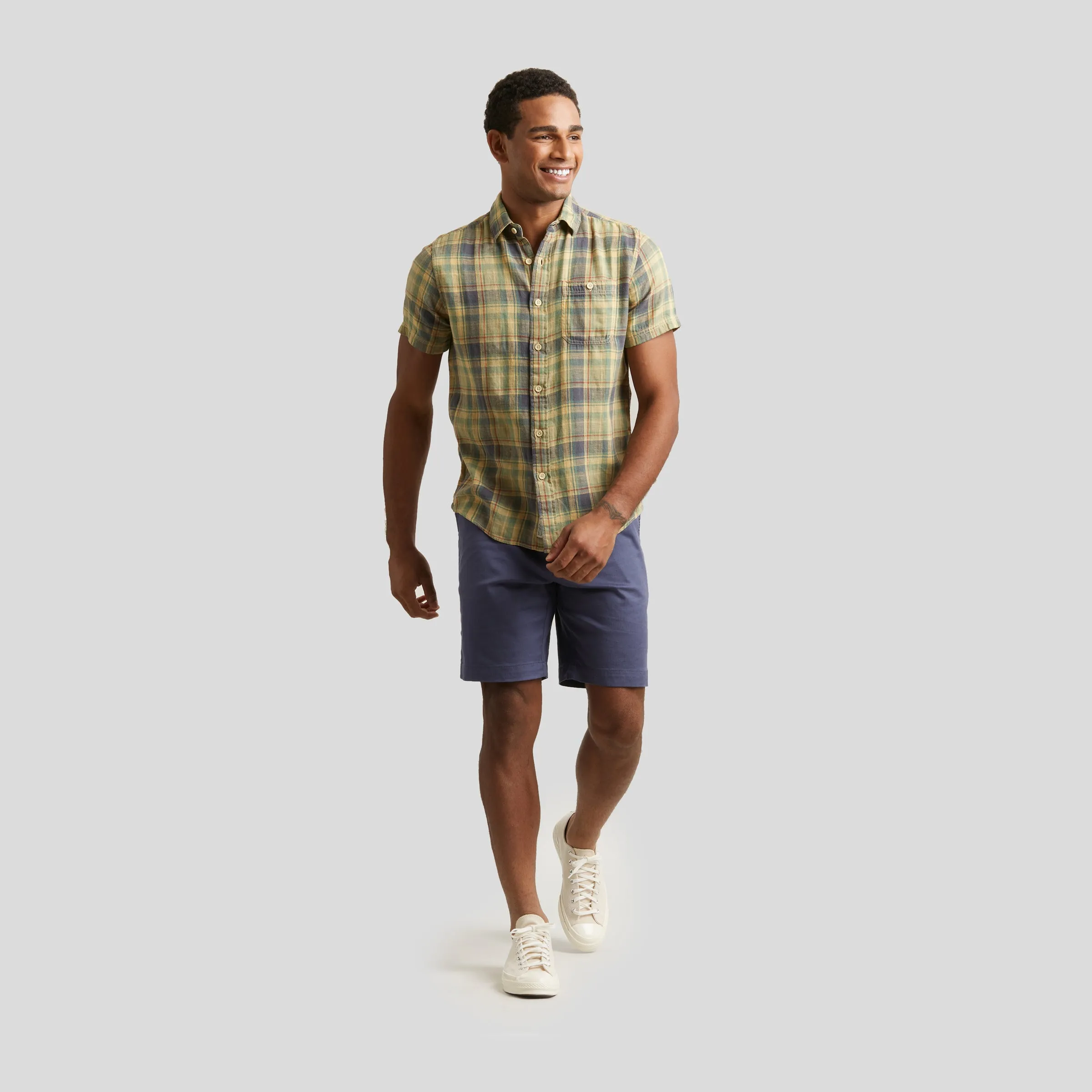 Blair Cotton Linen Loose Weave Shirt - New Wheat Plaid (Final Sale)* sold by Grayers product image thumbnail 3
