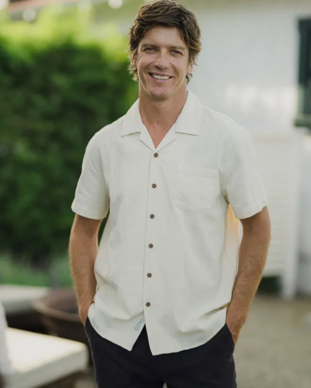Havana Camp Collar Shirt - Driftwood Cream made by Grayers