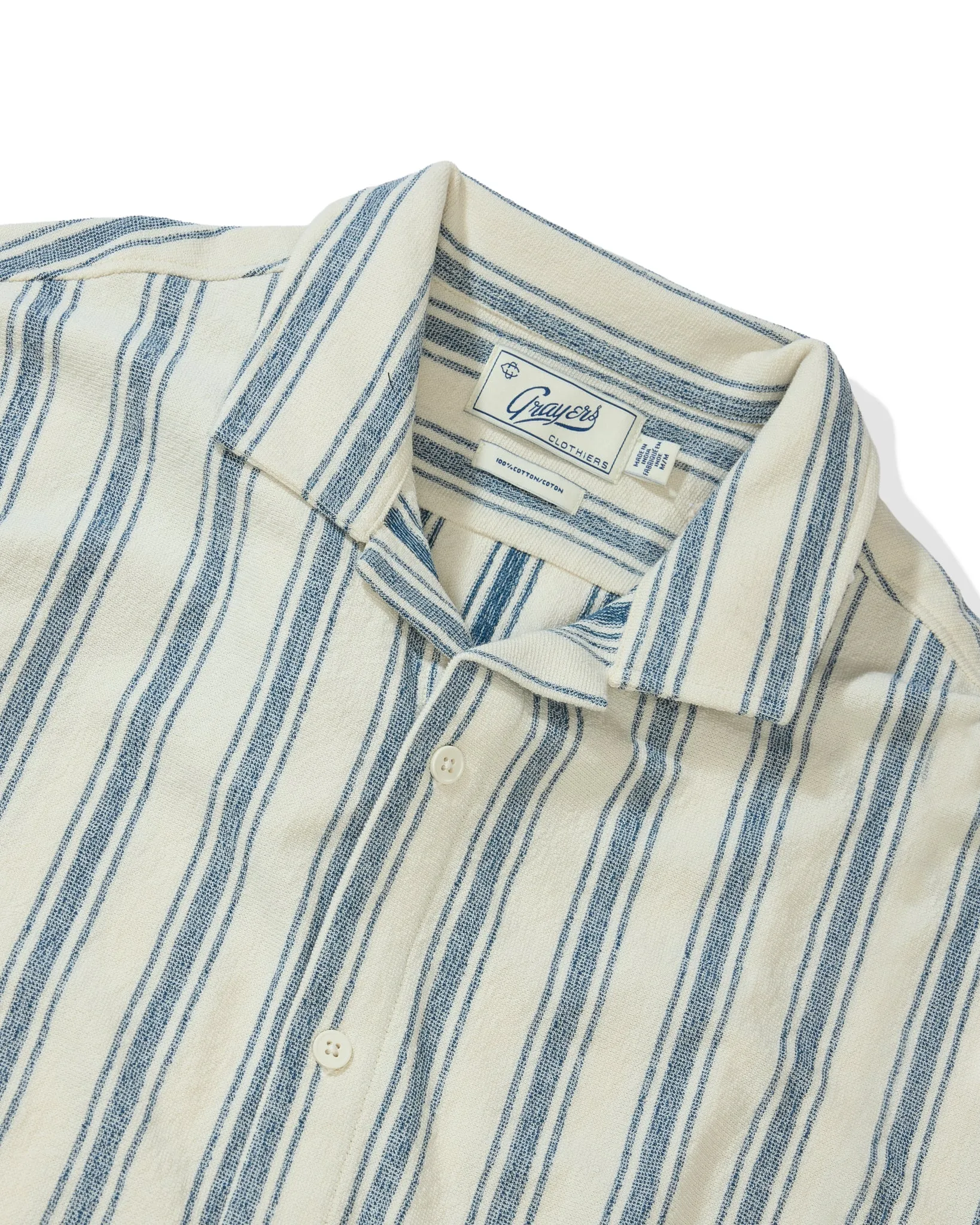 Baja Loopback Camp Shirt - Teal Cream Stripe sold by Grayers product image thumbnail 3