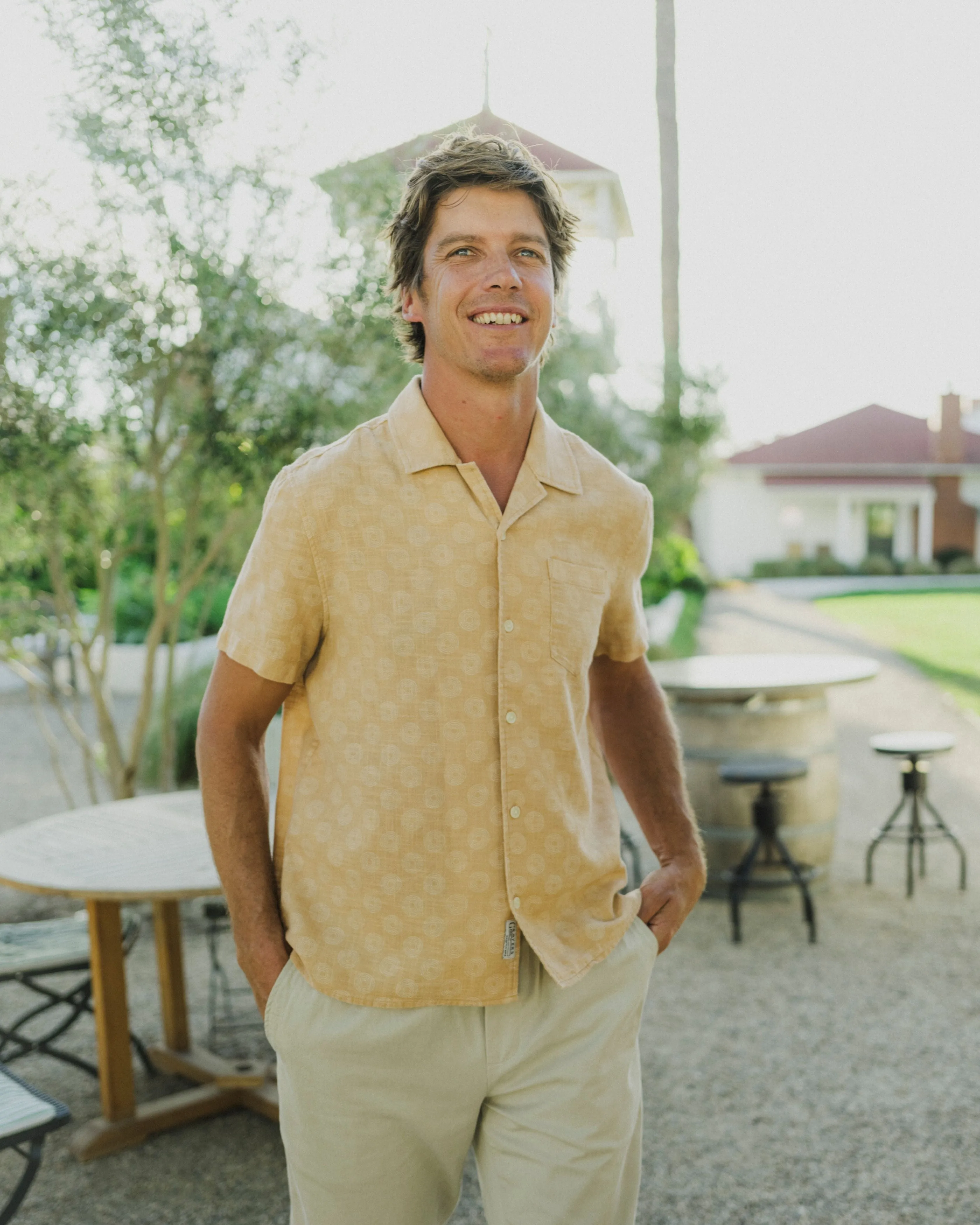 Cottage Loom Printed Camp Shirt - Terracotta Geo sold by Grayers