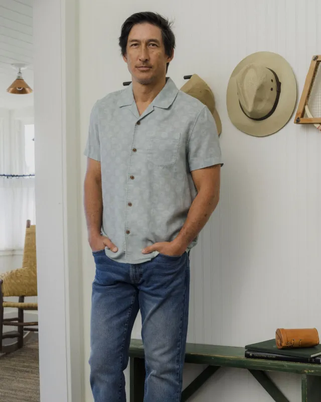 Cottage Loom Printed Camp Shirt - Blue Moon Geo made by Grayers