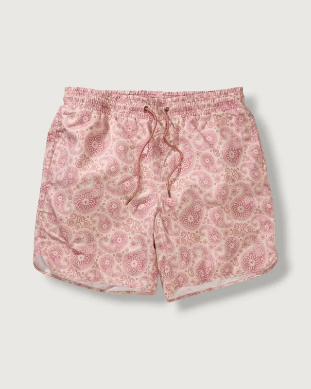 Eco Swim Trunk 7" - Rose Smoke Paisley made by Grayers