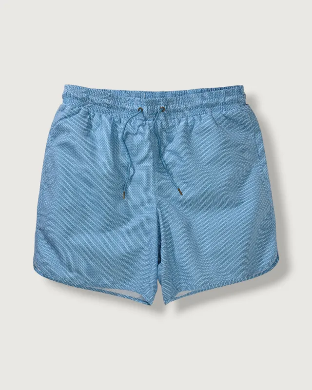 Eco Swim Trunk 7" - Blue Small Leaves made by Grayers