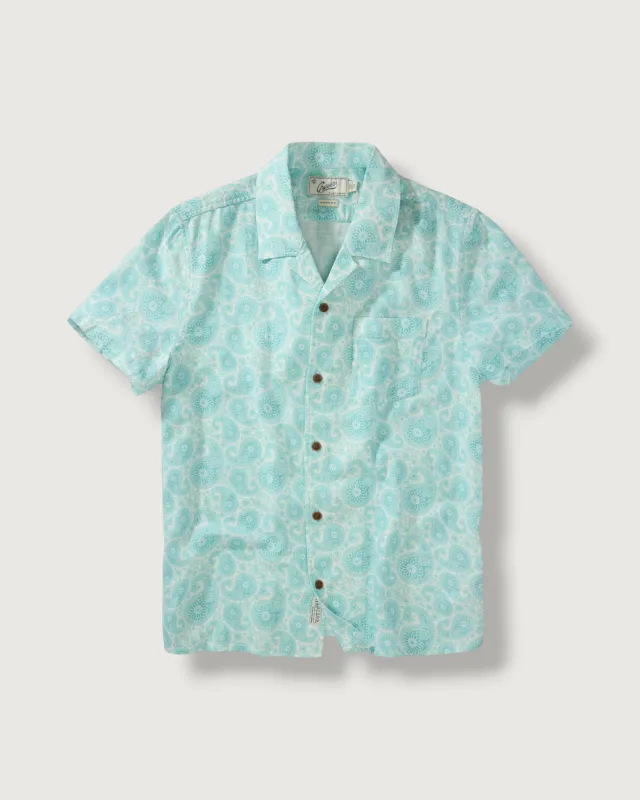 Cottage Loom Printed Camp Shirt - Sea Mist Bloom made by Grayers