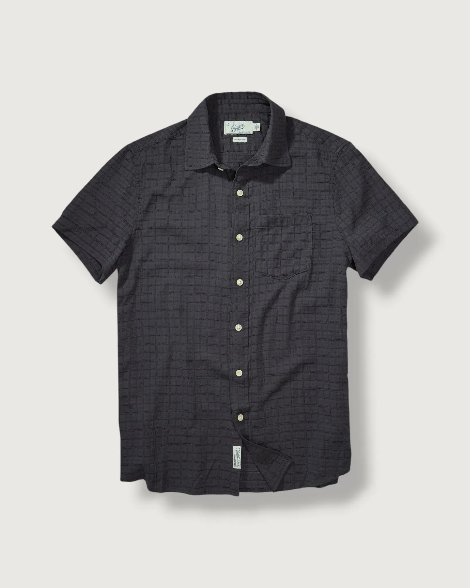 Bamboo Dobby Short Sleeve Shirt - Washed Black sold by Grayers