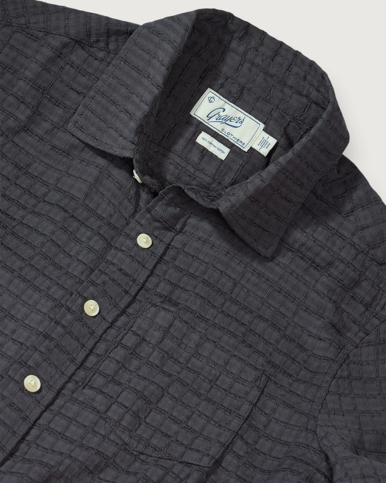 Bamboo Dobby Short Sleeve Shirt - Washed Black sold by Grayers product image thumbnail 2