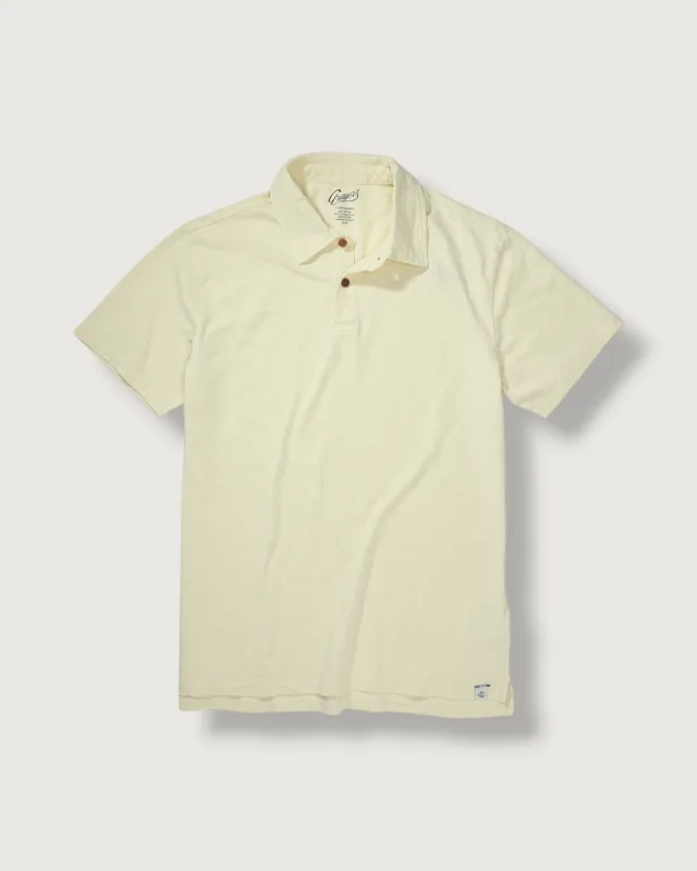 Sunwashed 2 Button Polo - Cloud Cream made by Grayers