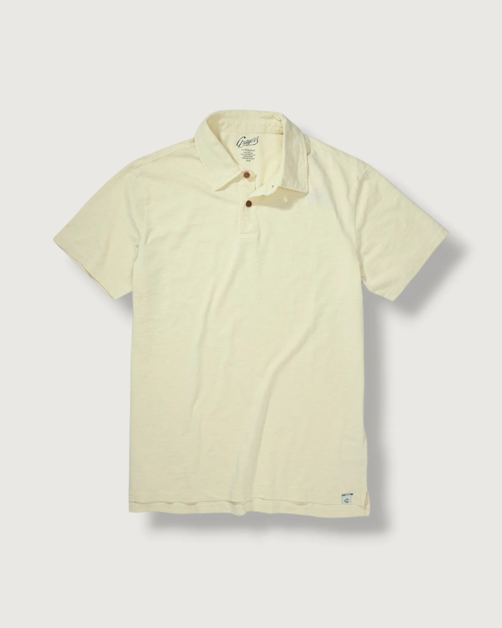 Sunwashed 2 Button Polo - Cloud Cream sold by Grayers