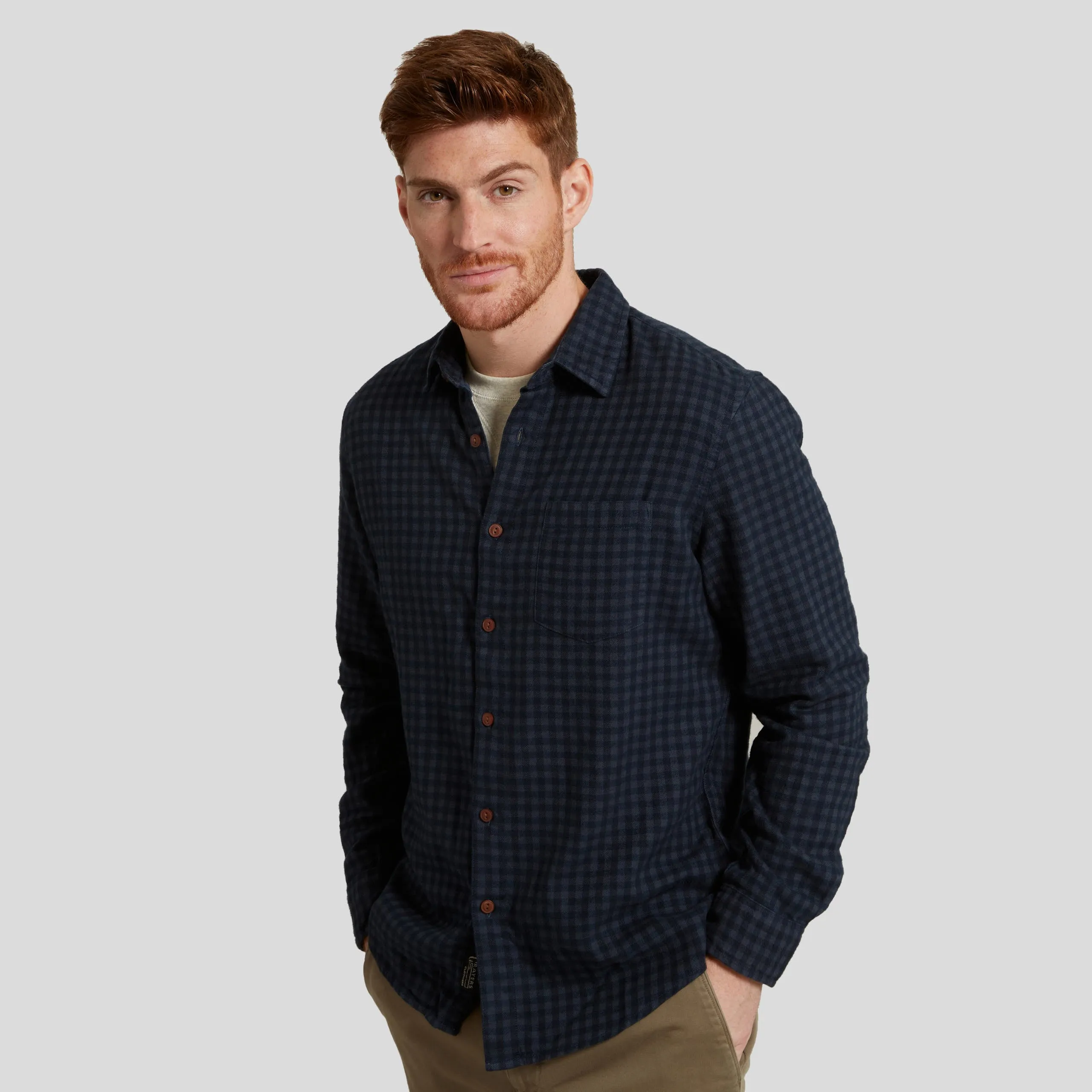 Mini Gingham Cotton Flannel Shirt – Dark Navy sold by Grayers product image thumbnail 3