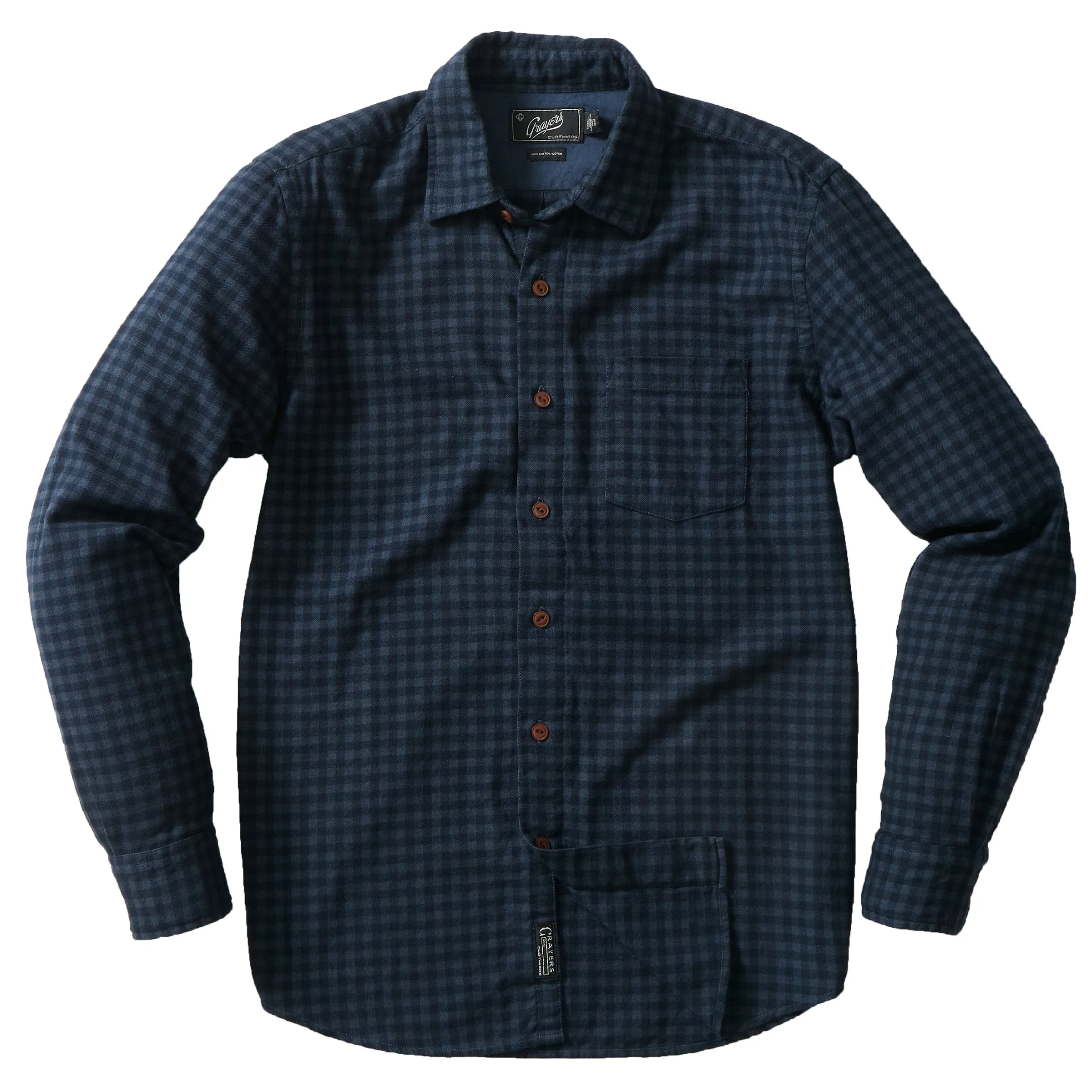 Mini Gingham Cotton Flannel Shirt – Dark Navy sold by Grayers