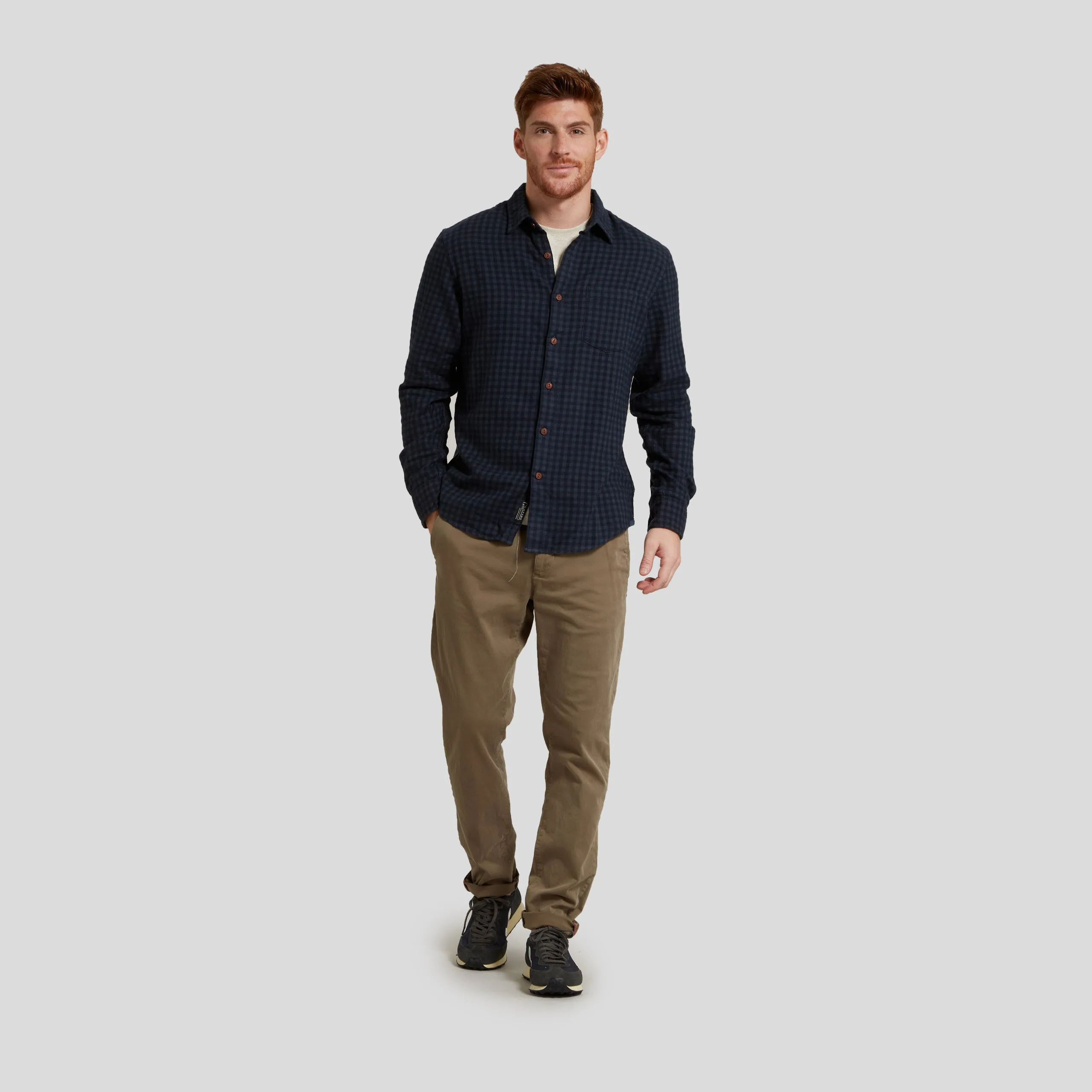 Mini Gingham Cotton Flannel Shirt – Dark Navy sold by Grayers product image thumbnail 4