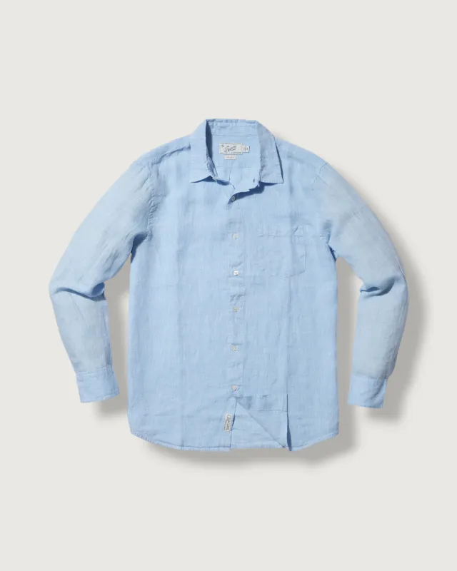 Nantucket Yarn Dyed Linen Shirt - Lt. Blue made by Grayers