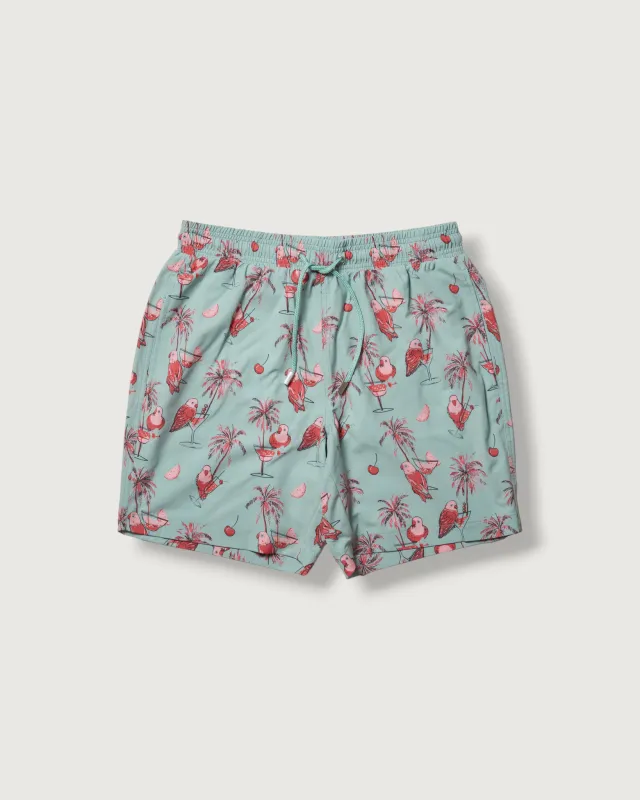 Eco Poly Cotton Stretch Swim Trunk 7" SMP - Drunken Parrot (Final Sale) made by Grayers