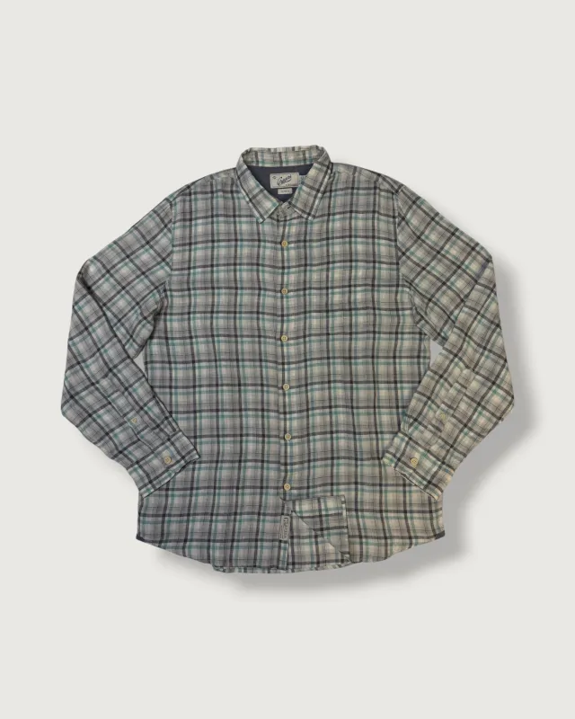 Linen Shirt SMP - Blue Gray Plaid made by Grayers