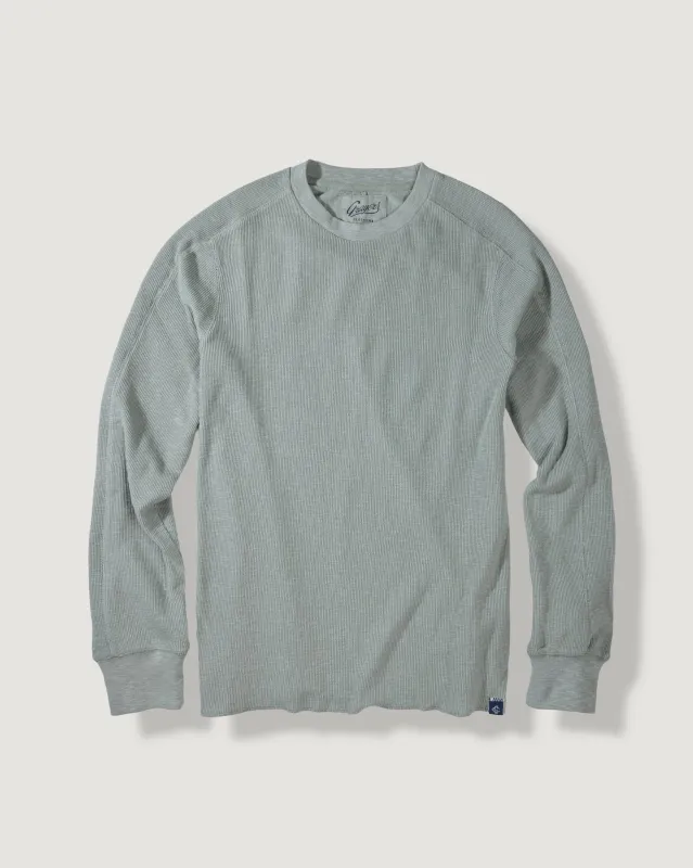 Clint Waffle Cotton Crew - Dried Sage made by Grayers
