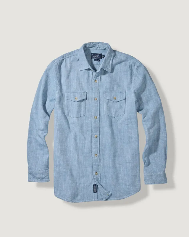 Hopsack Loose Twill Utility Shirt - Blue Heather made by Grayers