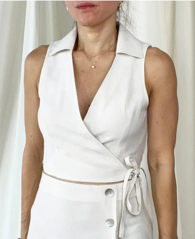 Klarina Linen Wrap Top sold by Greylin