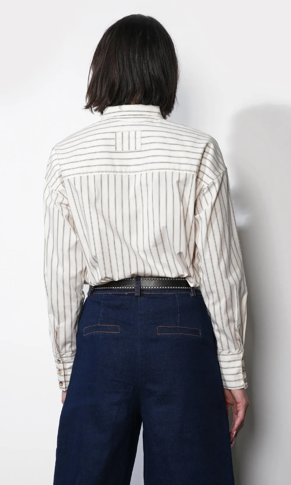 Danica Oversized Stripe Button Up Shirt W/ Tie Neck sold by Greylin product image thumbnail 3