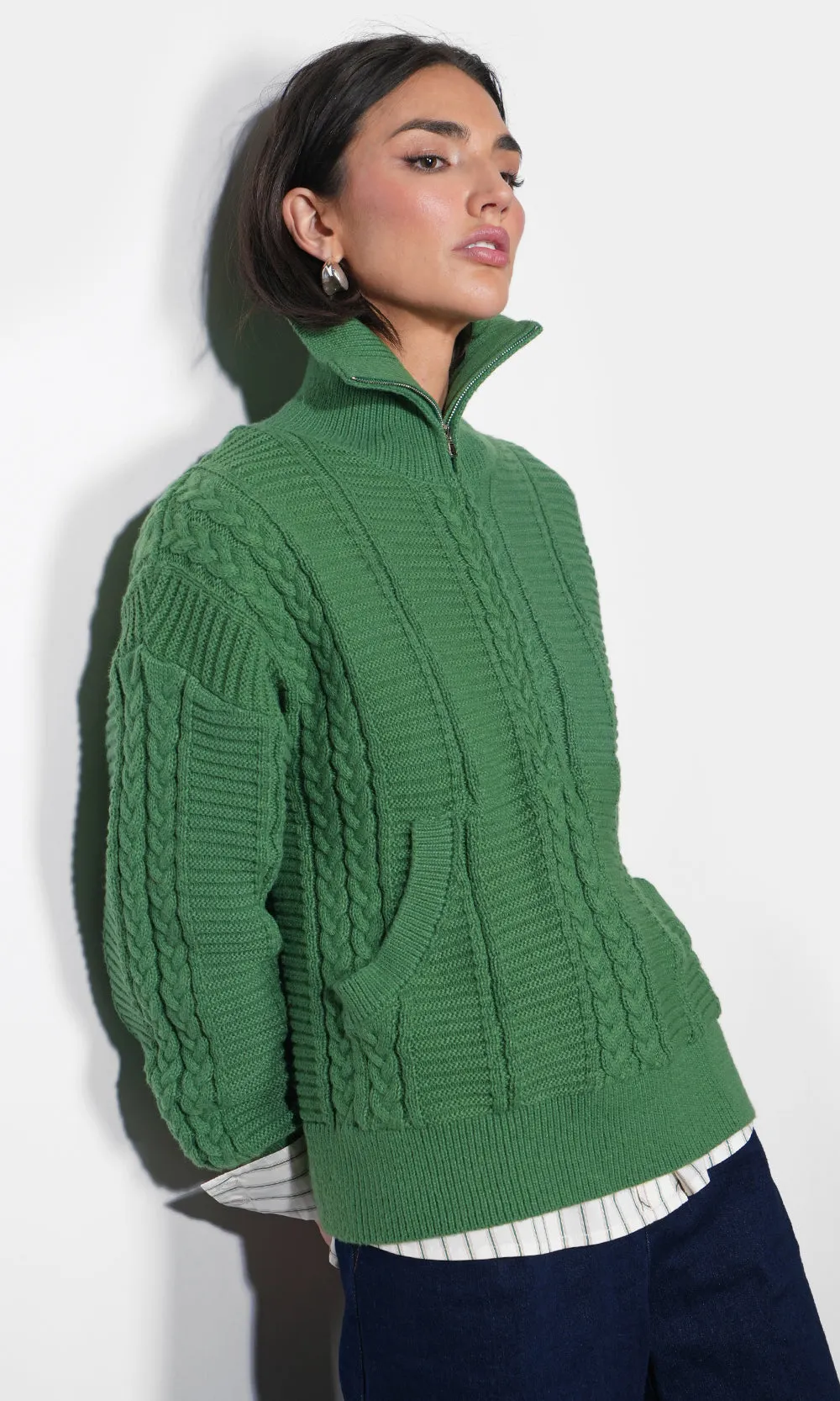 Mila Half Zip Up Cable Knit Sweater sold by Greylin product image thumbnail 2