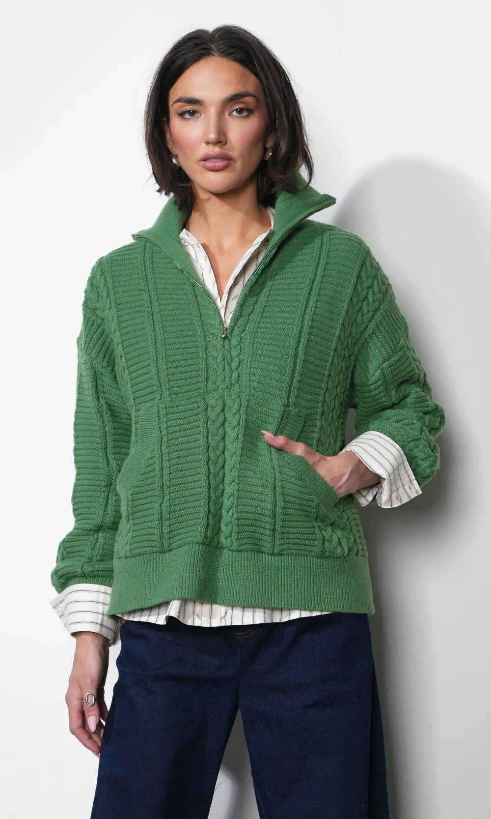 Mila Half Zip Up Cable Knit Sweater sold by Greylin product image thumbnail 5