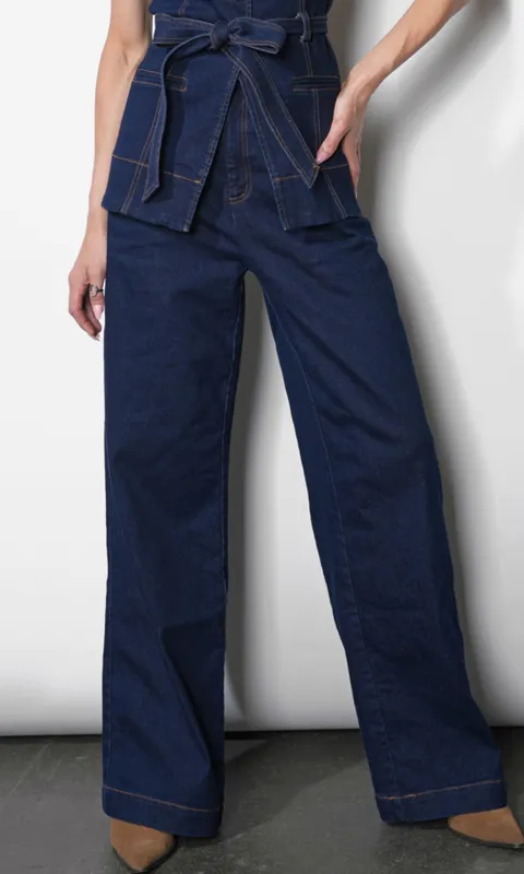 Luna Wide Leg Denim Trousers sold by Greylin