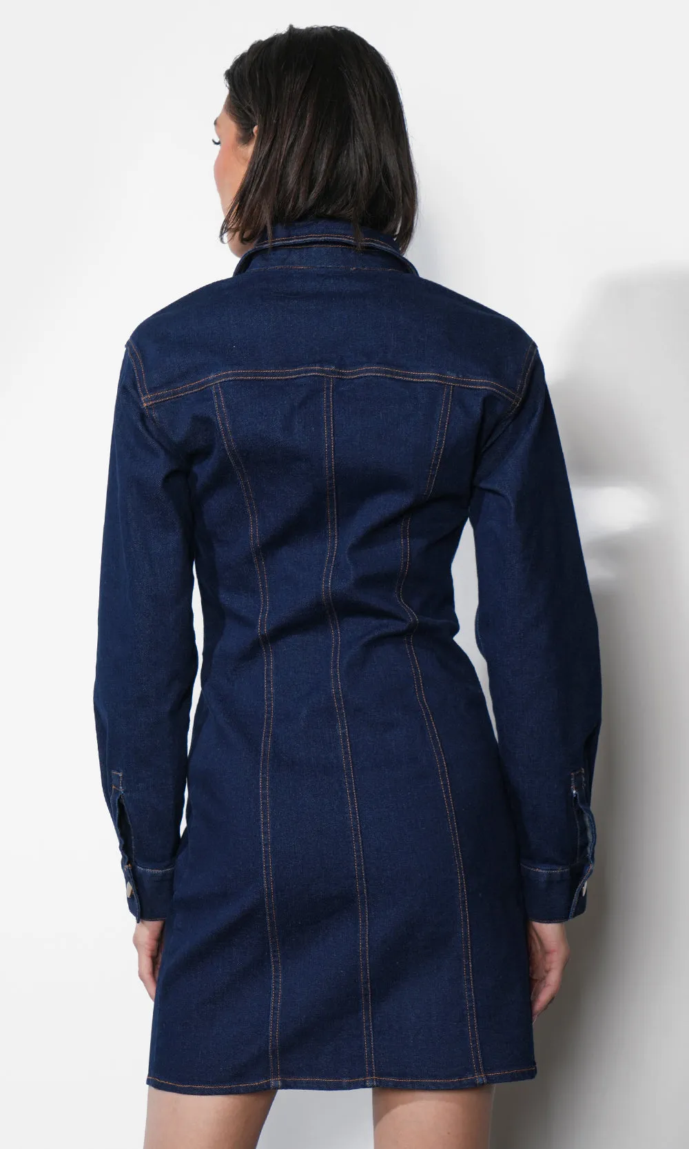 Calista Button Up Denim Mini Shirt Dress sold by Greylin product image thumbnail 2